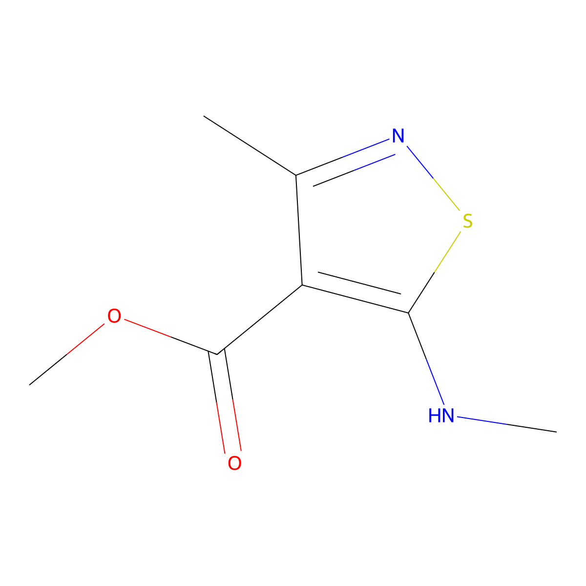Methyl 3-methyl-5-(methylamino)-1,2-thiazole-4-carboxylate molecular structure, CAS 1375182-10-7