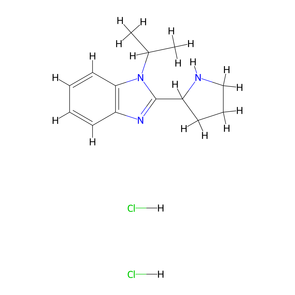 1-isopropyl-2-(pyrrolidin-2-yl)-1H-benzo[d]imidazole dihydrochloride molecular structure, CAS 1375183-55-3