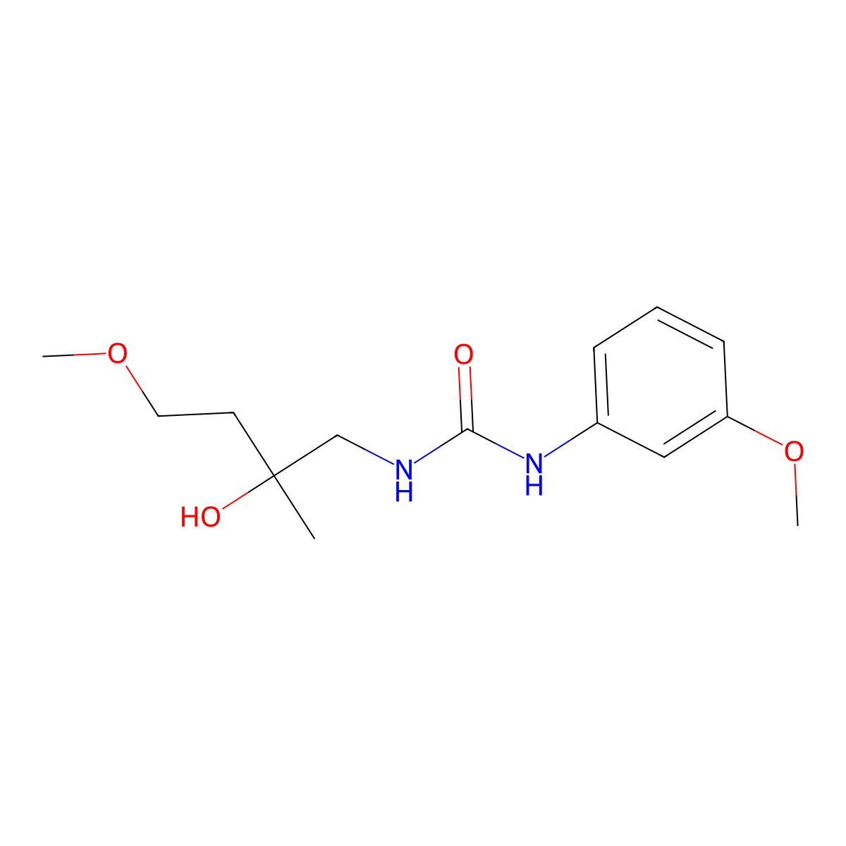 3-(2-Hydroxy-4-methoxy-2-methylbutyl)-1-(3-methoxyphenyl)urea molecular structure, CAS 1375199-24-8