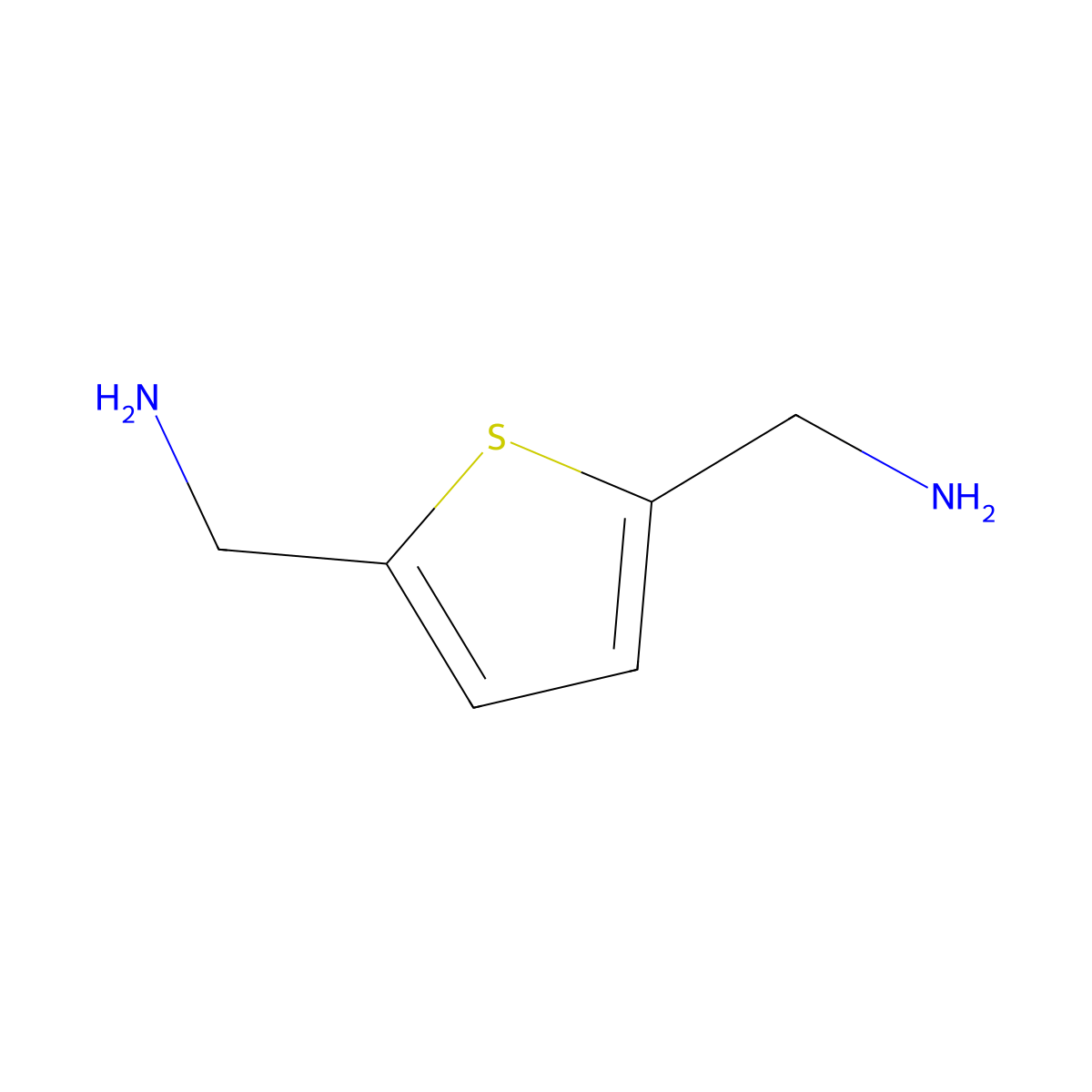 Thiophene-2,5-diyldimethanamine molecular structure, CAS 13752-93-7
