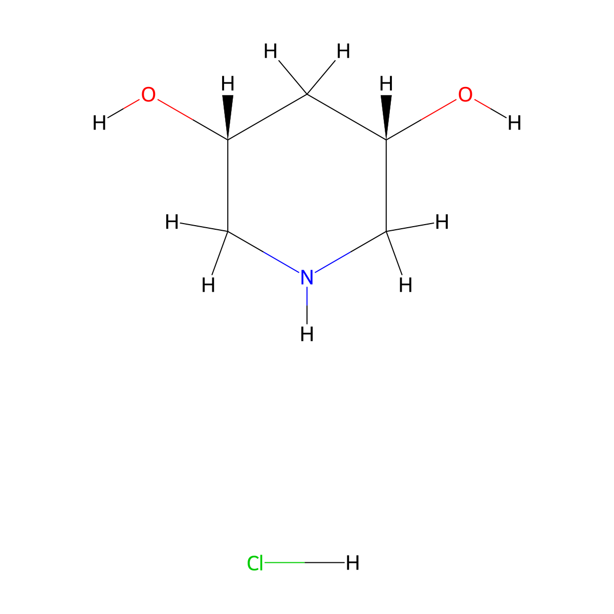 (3R,5S)-piperidine-3,5-diol hydrochloride molecular structure, CAS 1375204-12-8