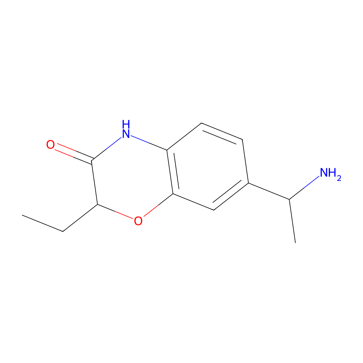 7-(1-aminoethyl)-2-ethyl-3,4-dihydro-2H-1,4-benzoxazin-3-one molecular structure, CAS 1375208-96-0
