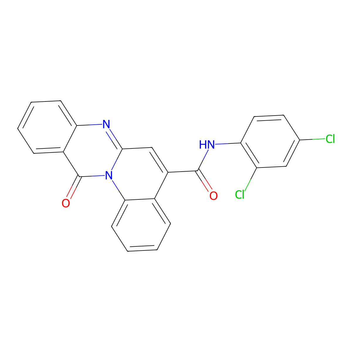 12H-Quino(2,1-b)quinazoline-5-carboxamide, N-(2,4-dichlorophenyl)-12-oxo- molecular structure, CAS 137522-72-6
