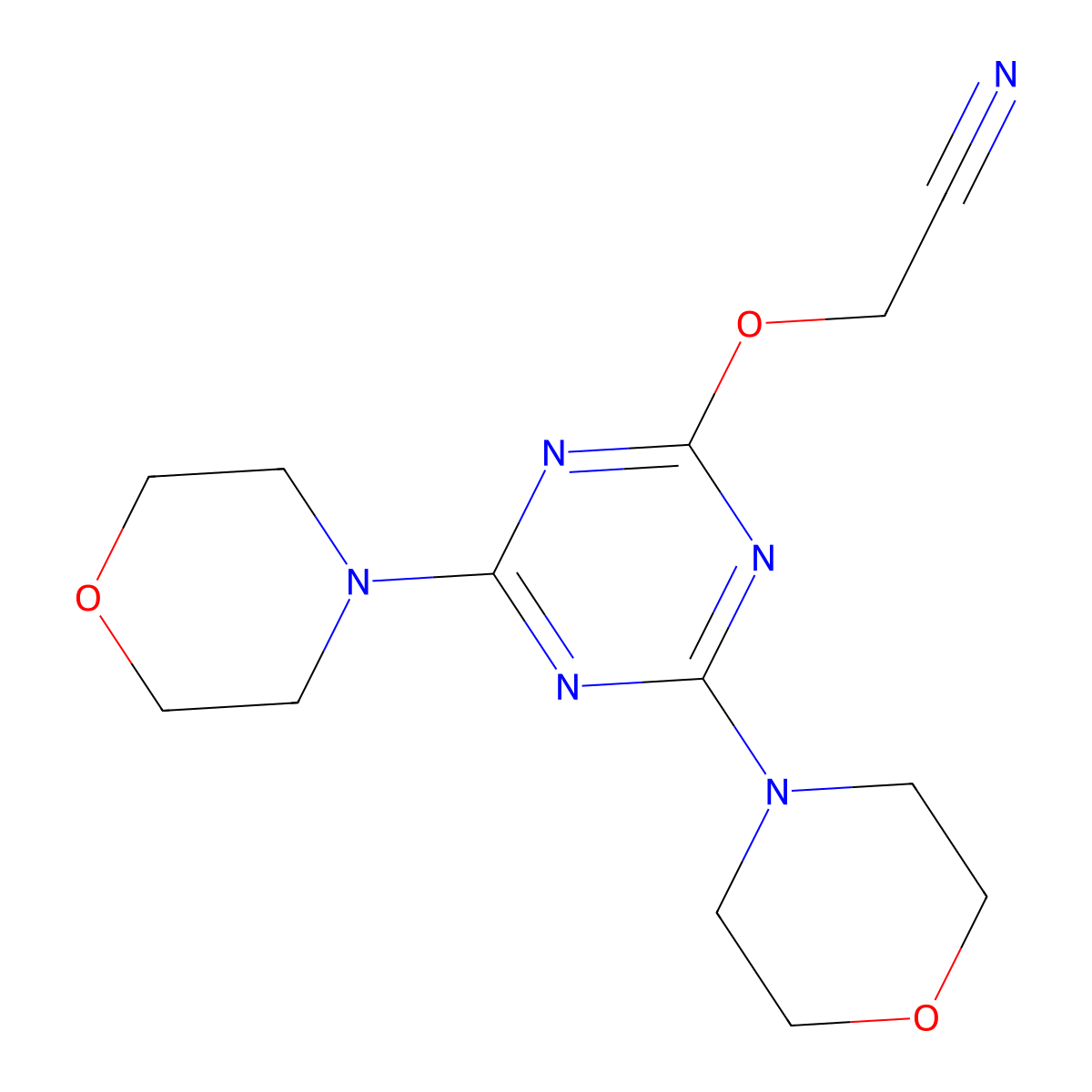 Acetonitrile, ((4,6-di-4-morpholinyl-1,3,5-triazin-2-yl)oxy)- molecular structure, CAS 137522-83-9
