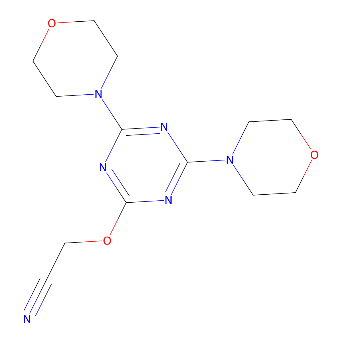 Acetonitrile, ((4,6-di-4-morpholinyl-1,3,5-triazin-2-yl)oxy)- molecular structure, CAS 137522-83-9
