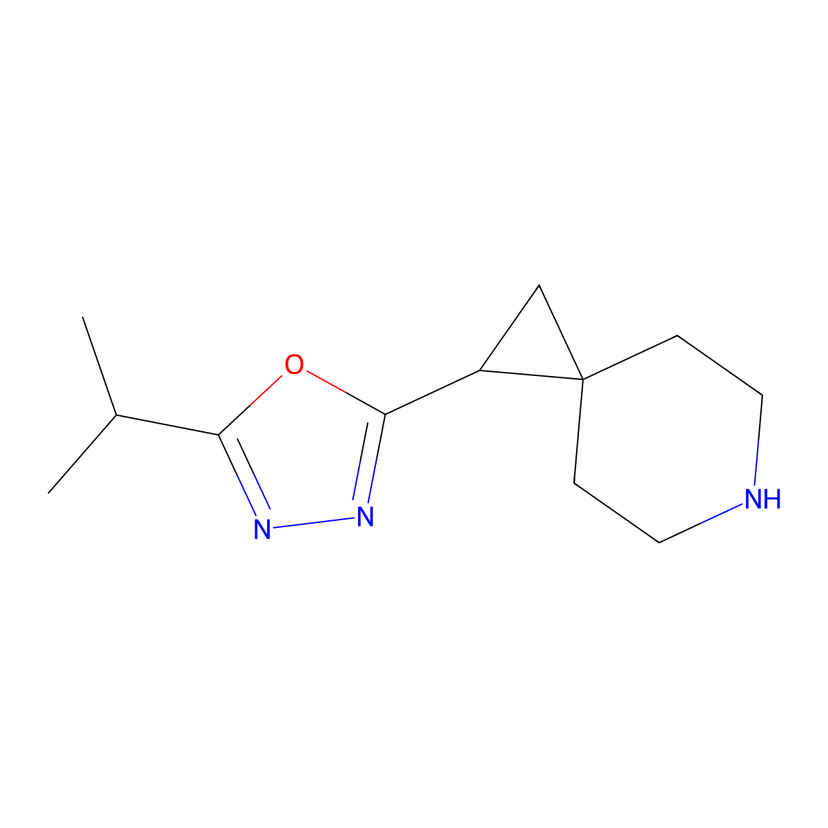 1-[5-(Propan-2-yl)-1,3,4-oxadiazol-2-yl]-6-azaspiro[2.5]octane molecular structure, CAS 1375235-39-4