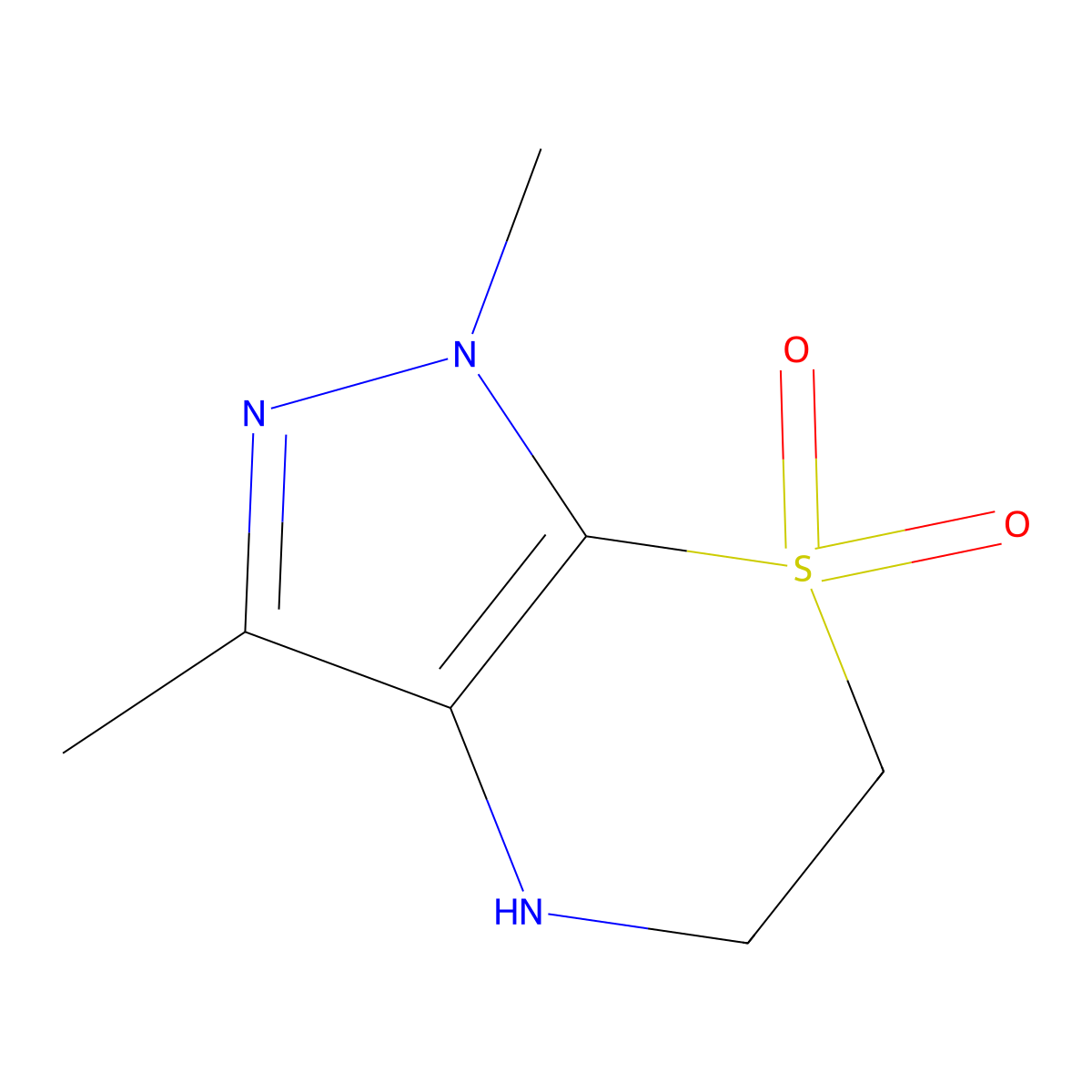 1,3-dimethyl-1H,4H,5H,6H-7lambda6-pyrazolo[3,4-b][1,4]thiazine-7,7-dione molecular structure, CAS 1375244-33-9