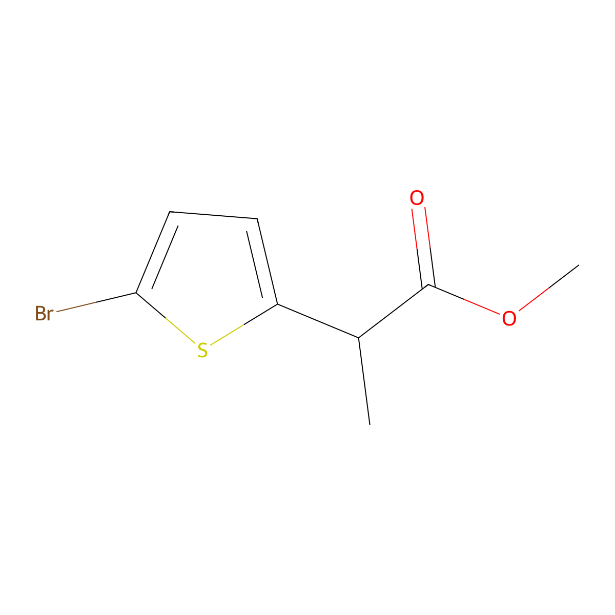 Methyl 2-(5-bromothiophen-2-yl)propanoate molecular structure, CAS 1375250-58-0