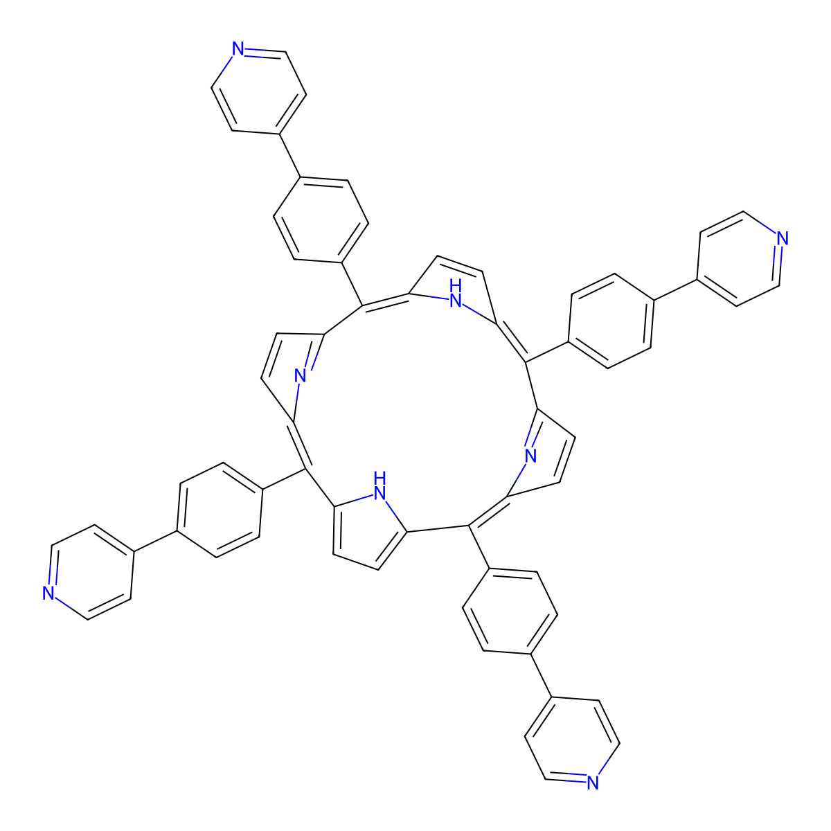 5,10,15,20-Tetrakis-(4-pyridin-4-YL-phenyl)-porphyrine molecular structure, CAS 1375257-01-4
