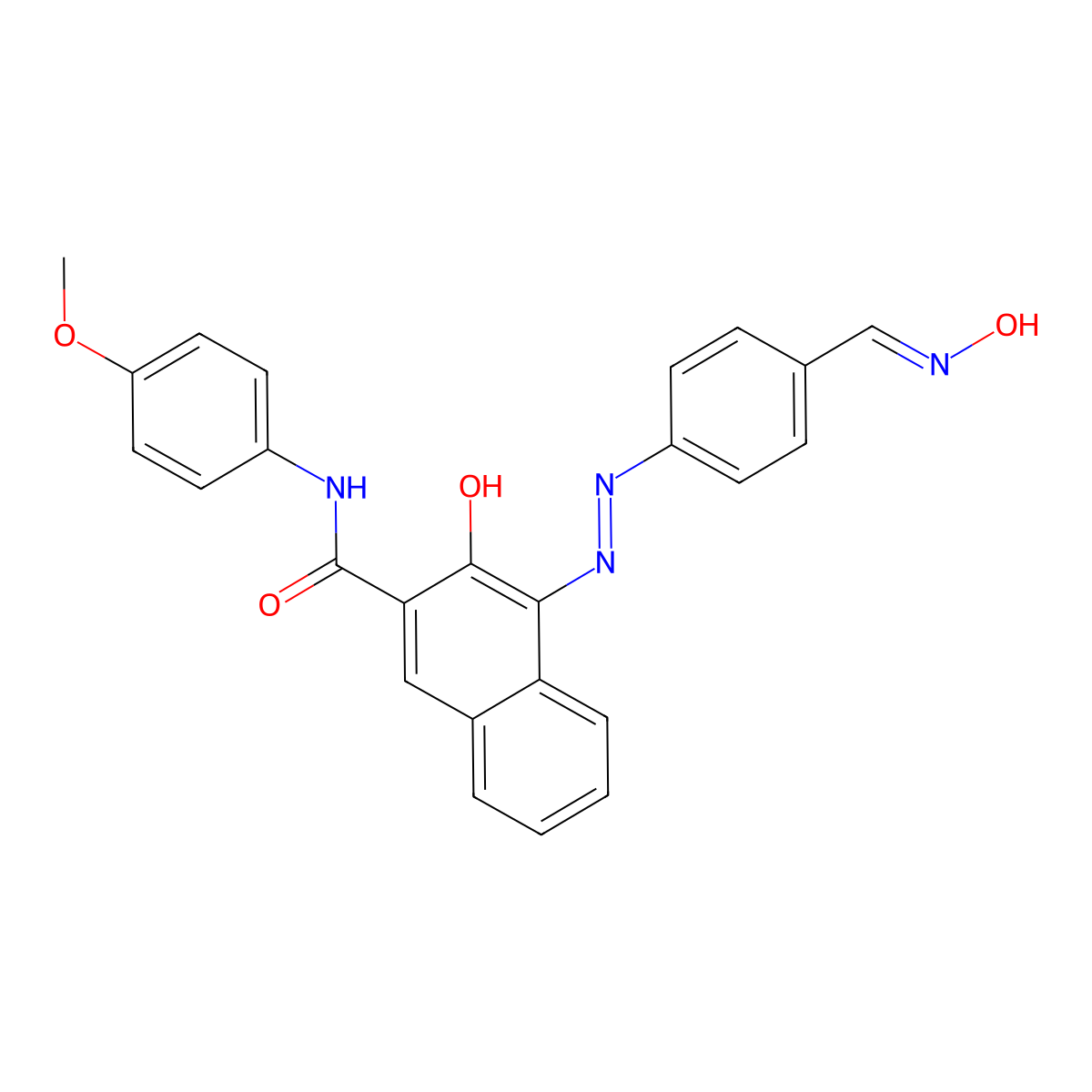 3-Hydroxy-4-[[4-(hydroxyiminomethyl)phenyl]diazenyl]-N-(4-methoxyphenyl)naphthalene-2-carboxamide molecular structure, CAS 13753-72-5