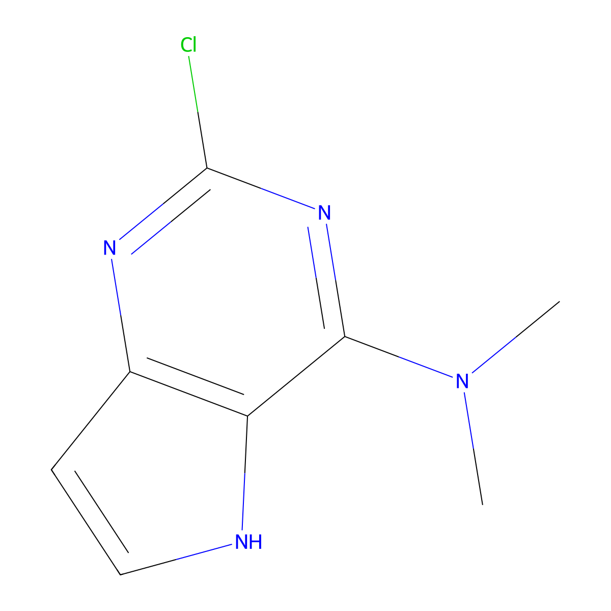 2-chloro-N,N-dimethyl-5H-pyrrolo[3,2-d]pyrimidin-4-amine molecular structure, CAS 1375301-46-4