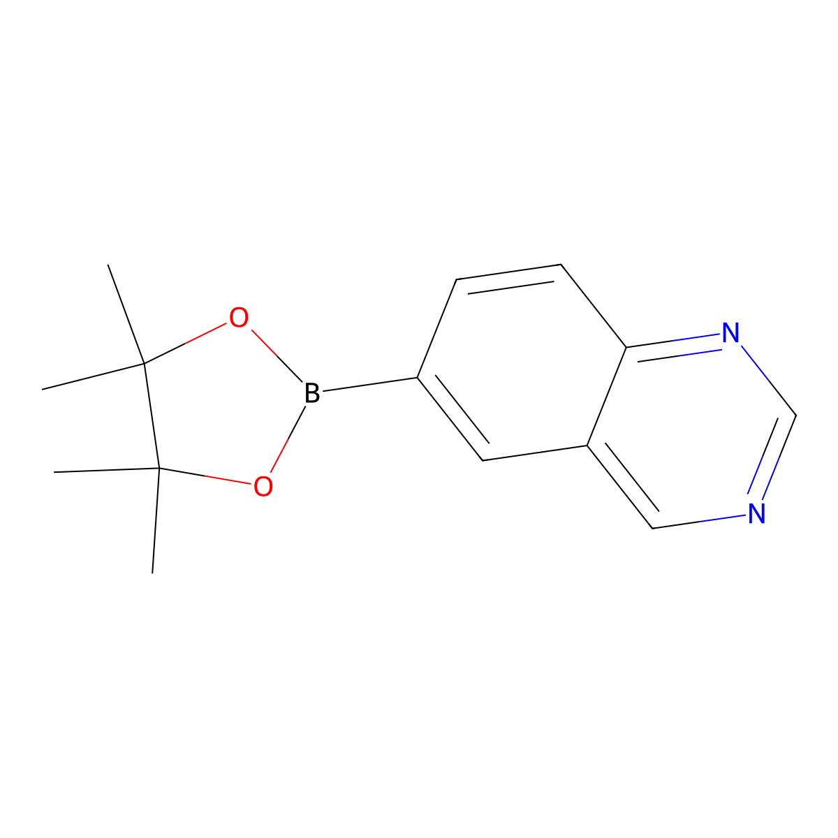 6-(4,4,5,5-Tetramethyl-1,3,2-dioxaborolan-2-yl)quinazoline molecular structure, CAS 1375301-92-0
