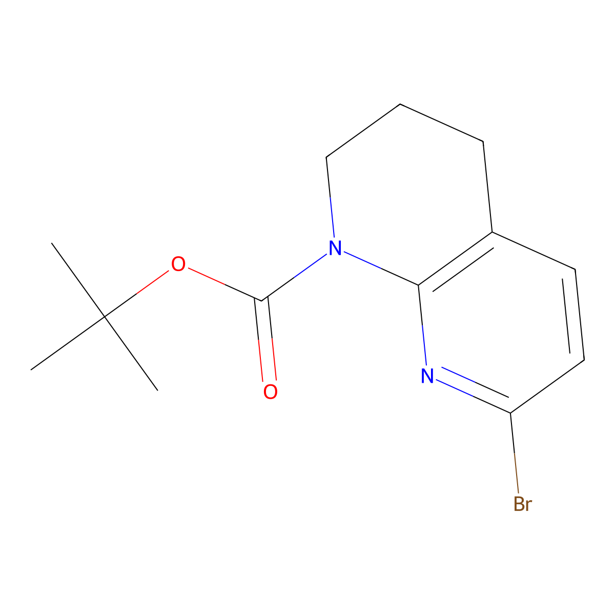 tert-Butyl 7-bromo-3,4-dihydro-1,8-naphthyridine-1(2H)-carboxylate molecular structure, CAS 1375301-99-7