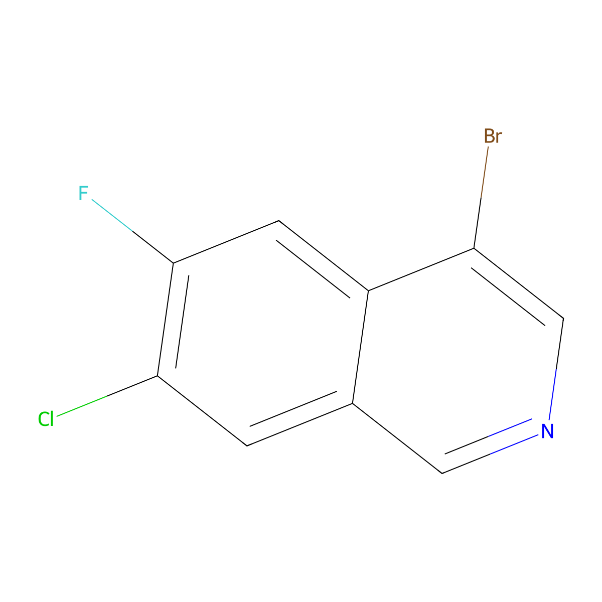 4-Bromo-7-chloro-6-fluoroisoquinoline molecular structure, CAS 1375302-35-4