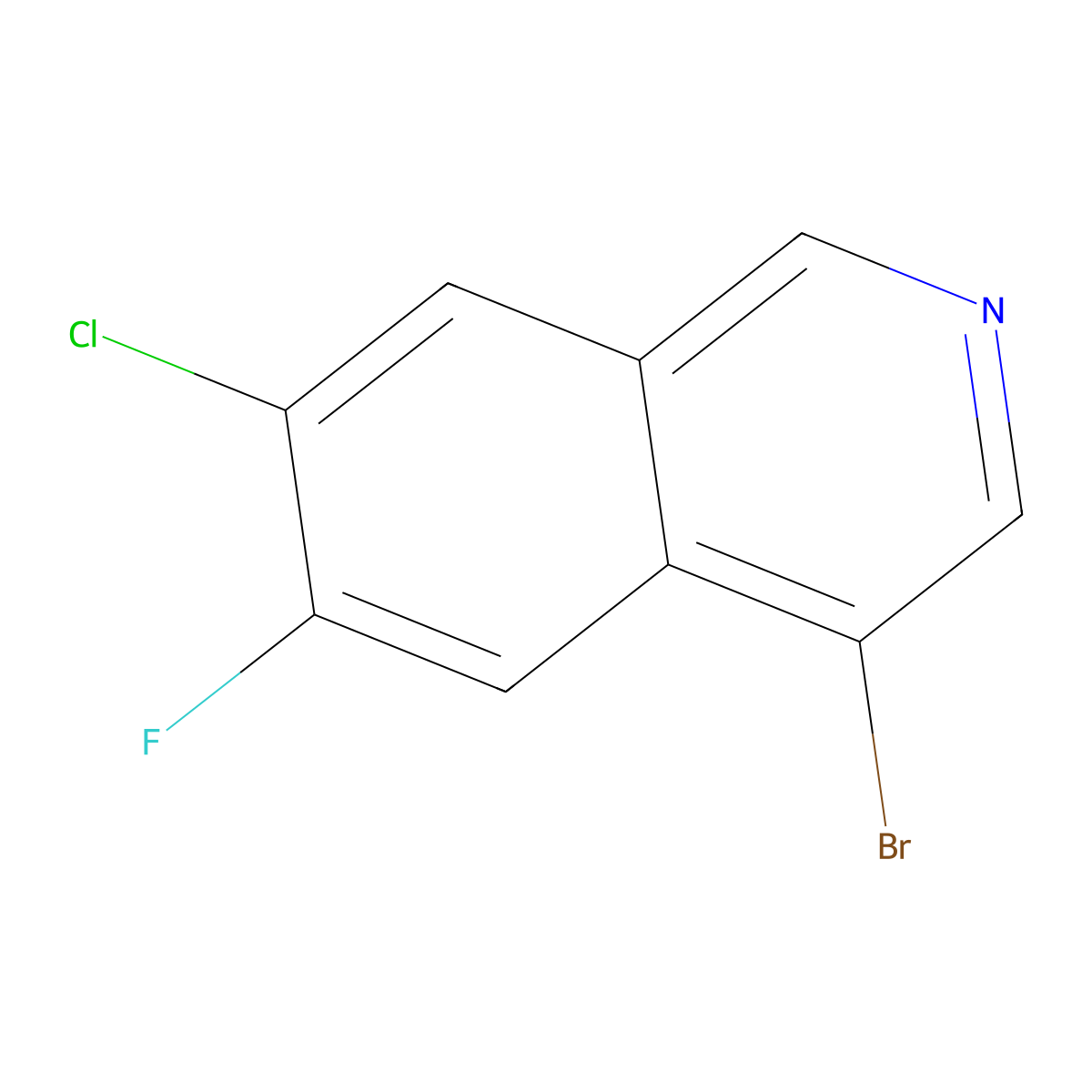 4-Bromo-7-chloro-6-fluoroisoquinoline molecular structure, CAS 1375302-35-4
