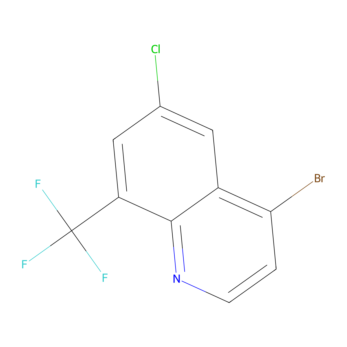 4-Bromo-6-chloro-8-(trifluoromethyl)quinoline molecular structure, CAS 1375302-39-8