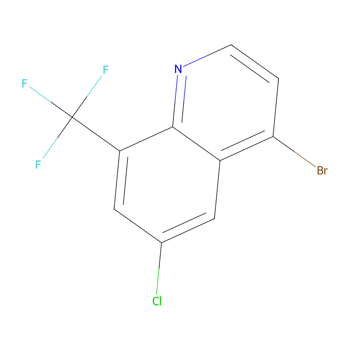4-Bromo-6-chloro-8-(trifluoromethyl)quinoline molecular structure, CAS 1375302-39-8