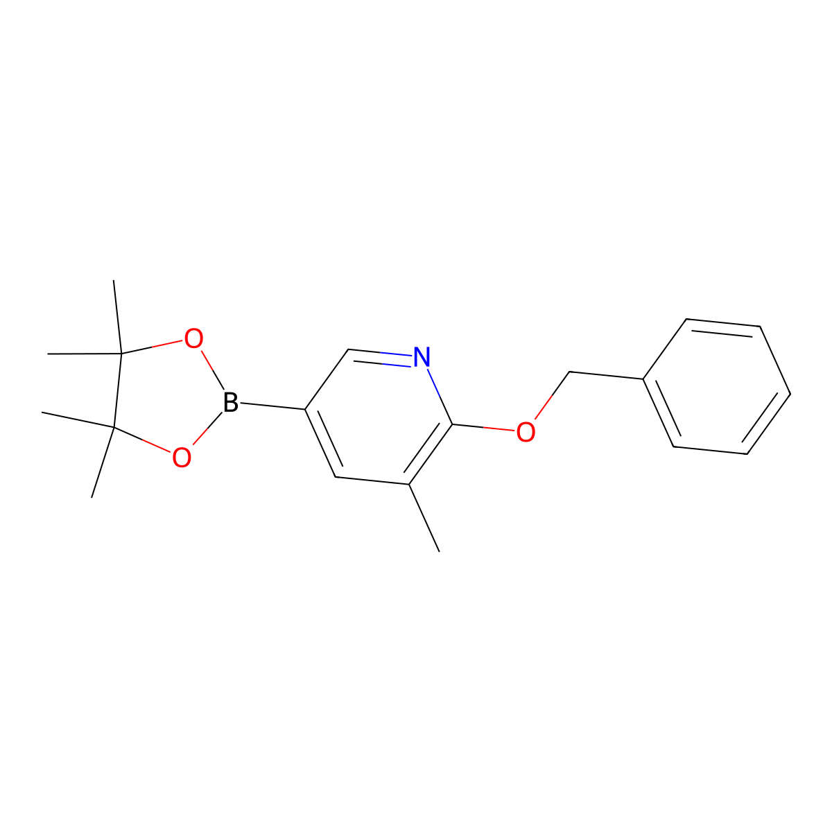 2-(Benzyloxy)-3-methyl-5-(4,4,5,5-tetramethyl-1,3,2-dioxaborolan-2-yl)pyridine molecular structure, CAS 1375302-97-8