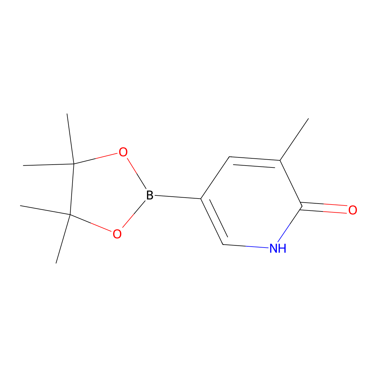3-Methyl-5-(4,4,5,5-tetramethyl-1,3,2-dioxaborolan-2-yl)pyridin-2-ol molecular structure, CAS 1375302-98-9