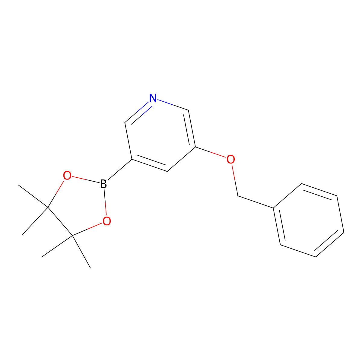 3-(Benzyloxy)-5-(4,4,5,5-tetramethyl-1,3,2-dioxaborolan-2-yl)pyridine molecular structure, CAS 1375302-99-0
