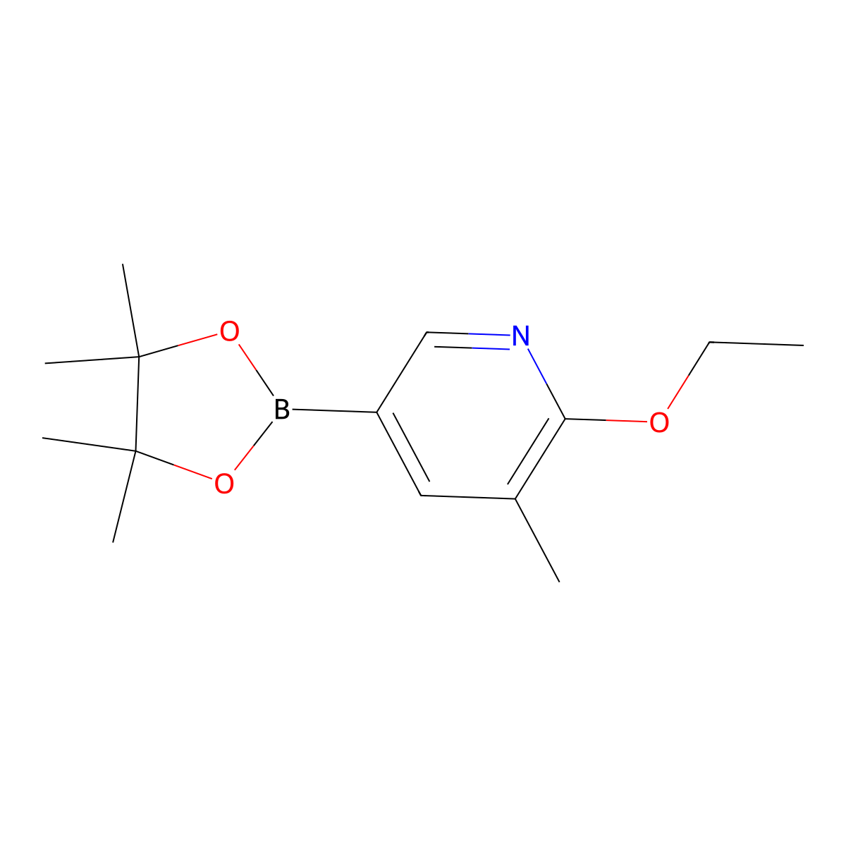 2-Ethoxy-3-methyl-5-(4,4,5,5-tetramethyl-1,3,2-dioxaborolan-2-yl)pyridine molecular structure, CAS 1375303-03-9