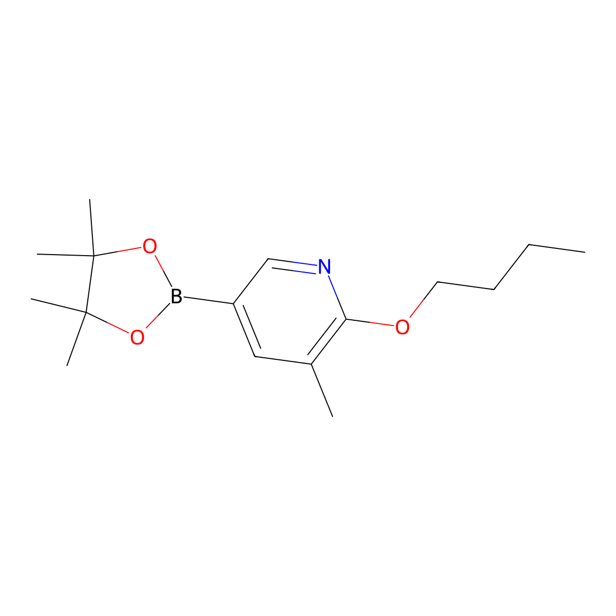 2-Butoxy-3-methyl-5-(4,4,5,5-tetramethyl-1,3,2-dioxaborolan-2-yl)pyridine molecular structure, CAS 1375303-05-1