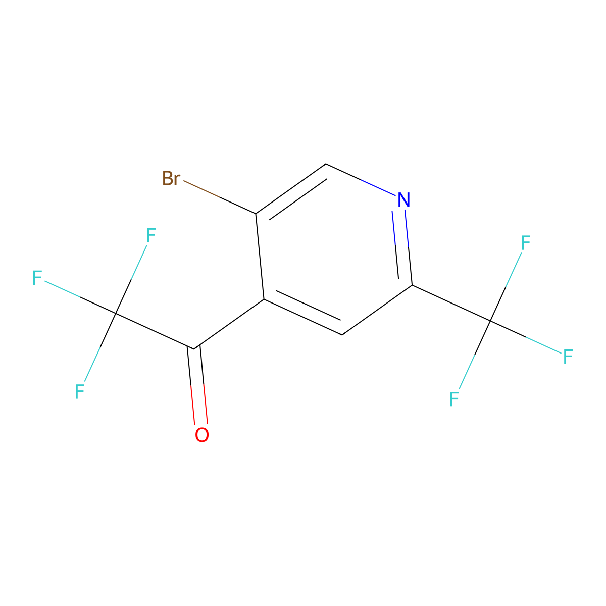 1-(5-Bromo-2-(trifluoromethyl)pyridin-4-yl)-2,2,2-trifluoroethanone molecular structure, CAS 1375303-24-4