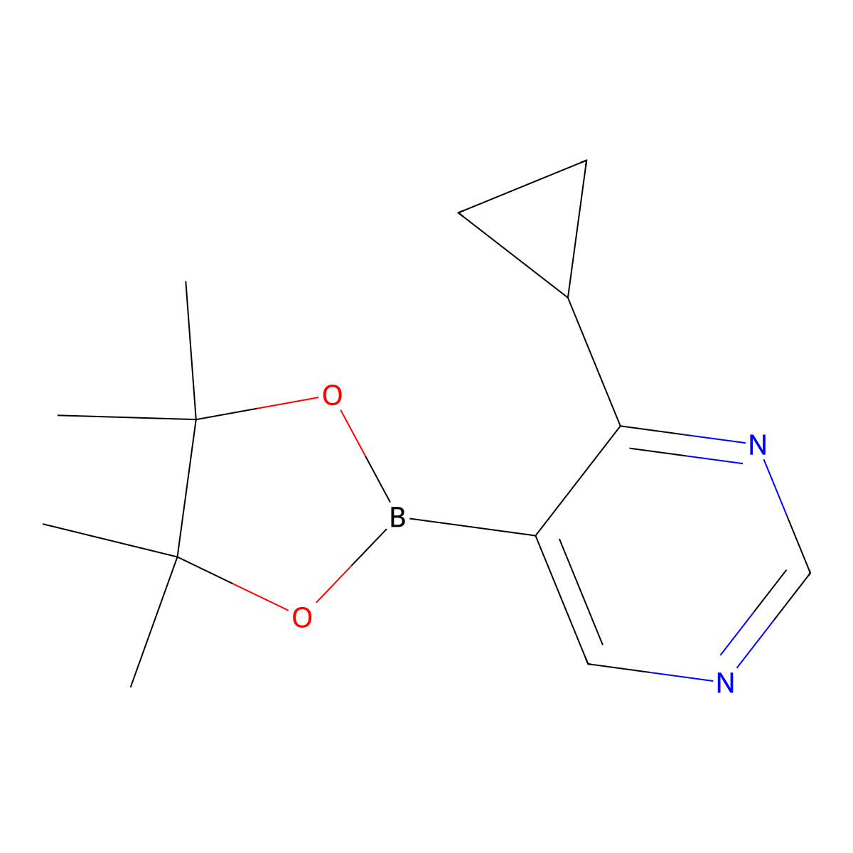 4-Cyclopropyl-5-(4,4,5,5-tetramethyl-1,3,2-dioxaborolan-2-yl)pyrimidine molecular structure, CAS 1375303-49-3