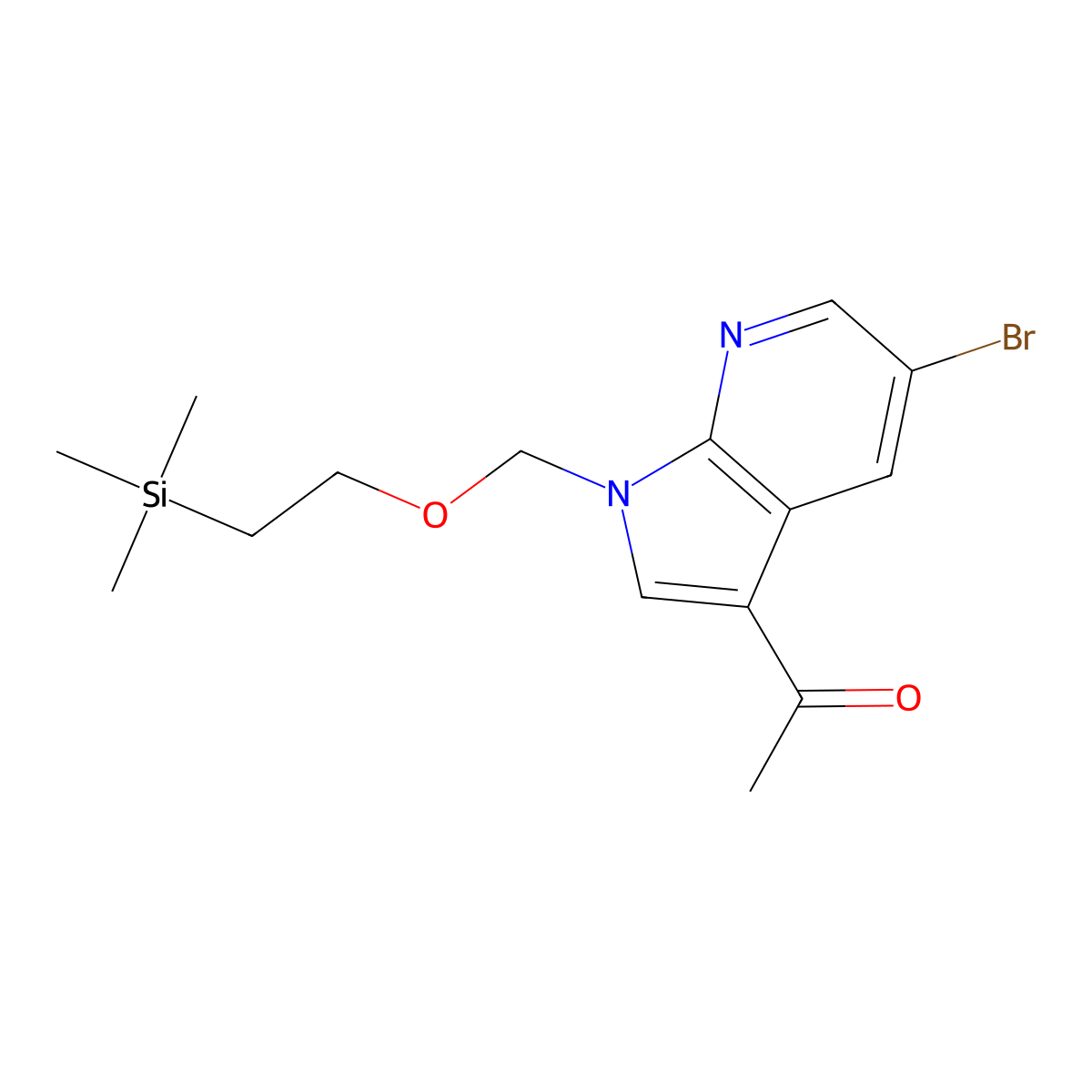 1-(5-bromo-1-((2-(trimethylsilyl)ethoxy)methyl)-1H-pyrrolo[2,3-b]pyridin-3-yl)ethanone molecular structure, CAS 1375303-71-1