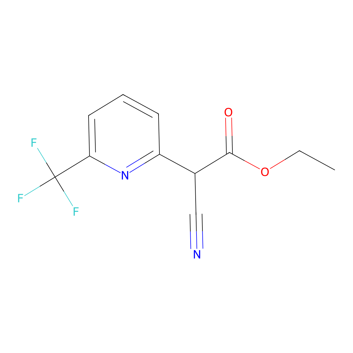 Ethyl 2-cyano-2-(6-(trifluoromethyl)pyridin-2-yl)acetate molecular structure, CAS 1375303-80-2