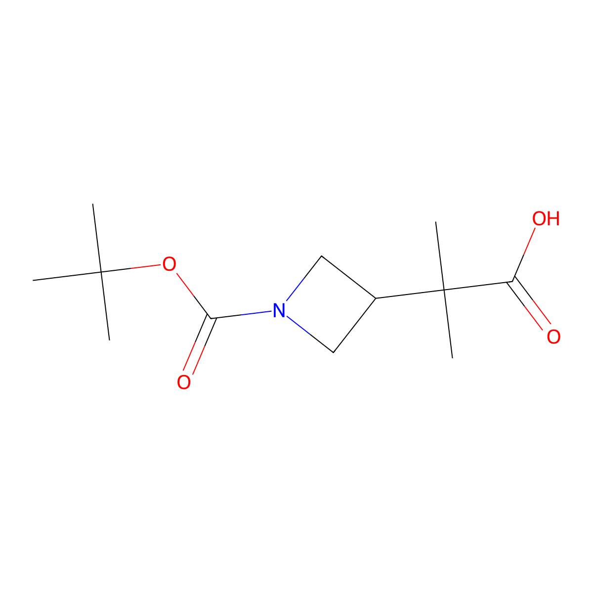 2-{1-[(Tert-butoxy)carbonyl]azetidin-3-yl}-2-methylpropanoic acid molecular structure, CAS 1375303-89-1