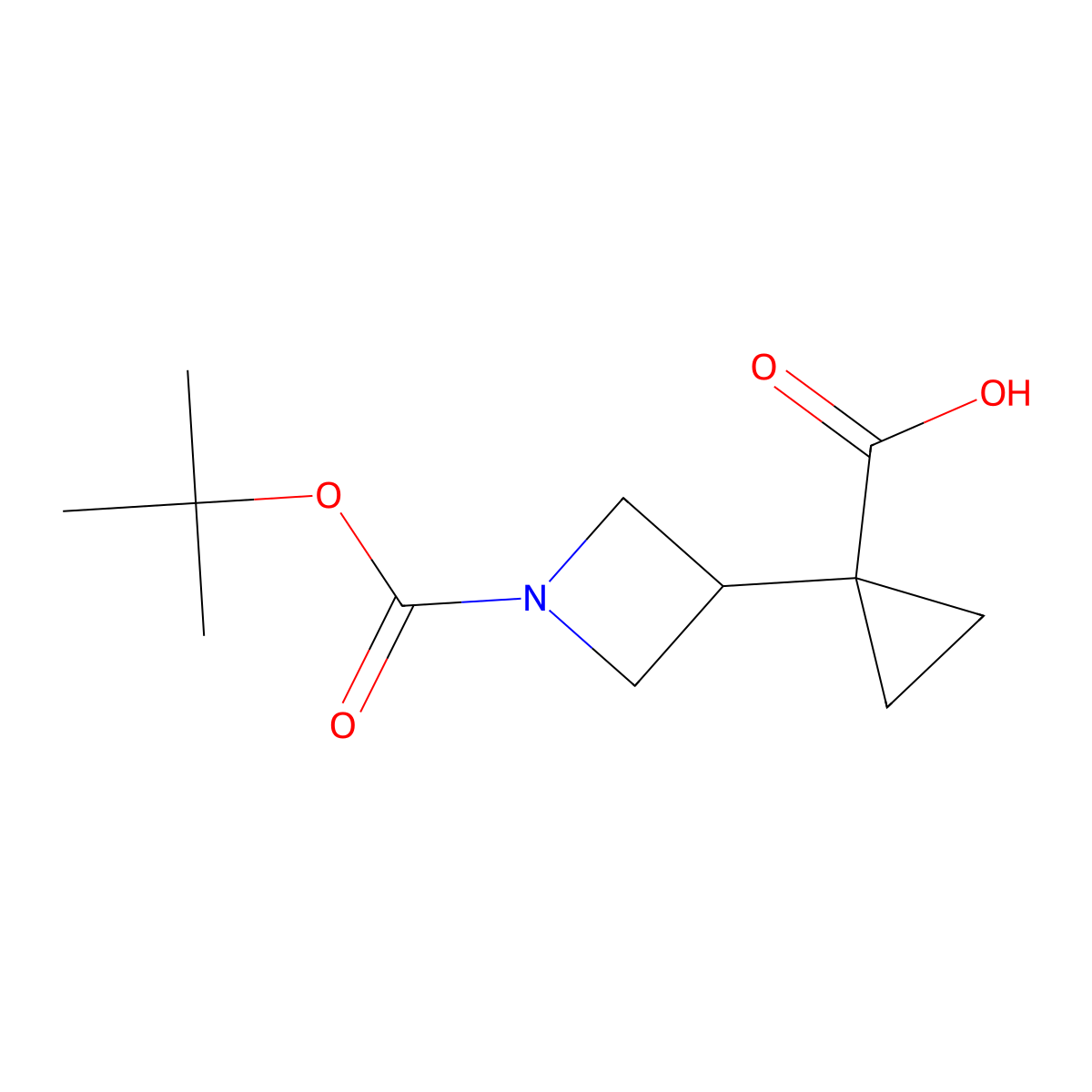 1-(1-(Tert-butoxycarbonyl)azetidin-3-yl)cyclopropanecarboxylic acid molecular structure, CAS 1375303-90-4