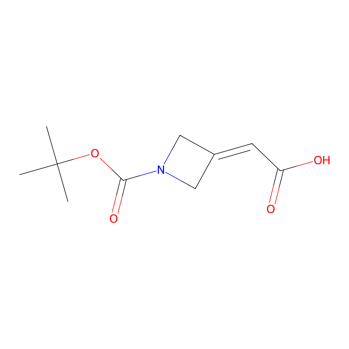 2-{1-[(Tert-butoxy)carbonyl]azetidin-3-ylidene}acetic acid molecular structure, CAS 1375303-94-8