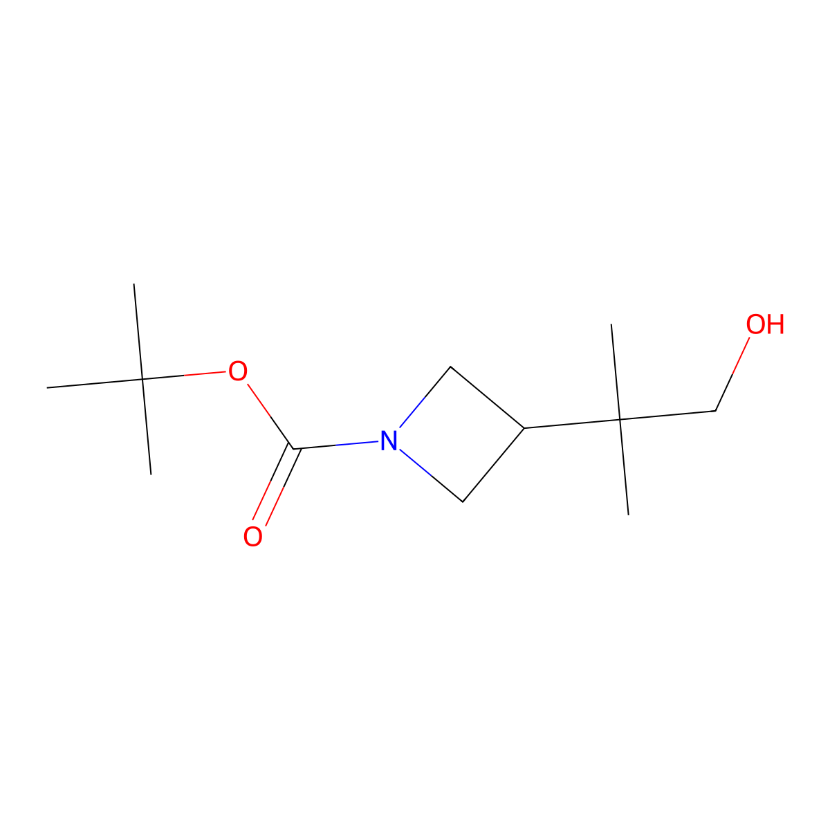 Tert-butyl 3-(1-hydroxy-2-methylpropan-2-yl)azetidine-1-carboxylate molecular structure, CAS 1375303-96-0