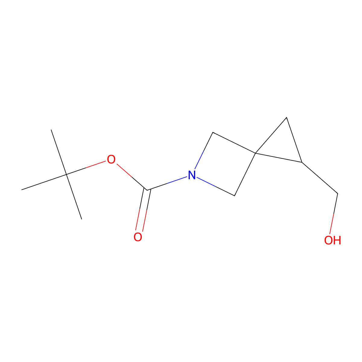 Tert-butyl 1-(hydroxymethyl)-5-azaspiro(2.3)hexane-5-carboxylate molecular structure, CAS 1375303-98-2