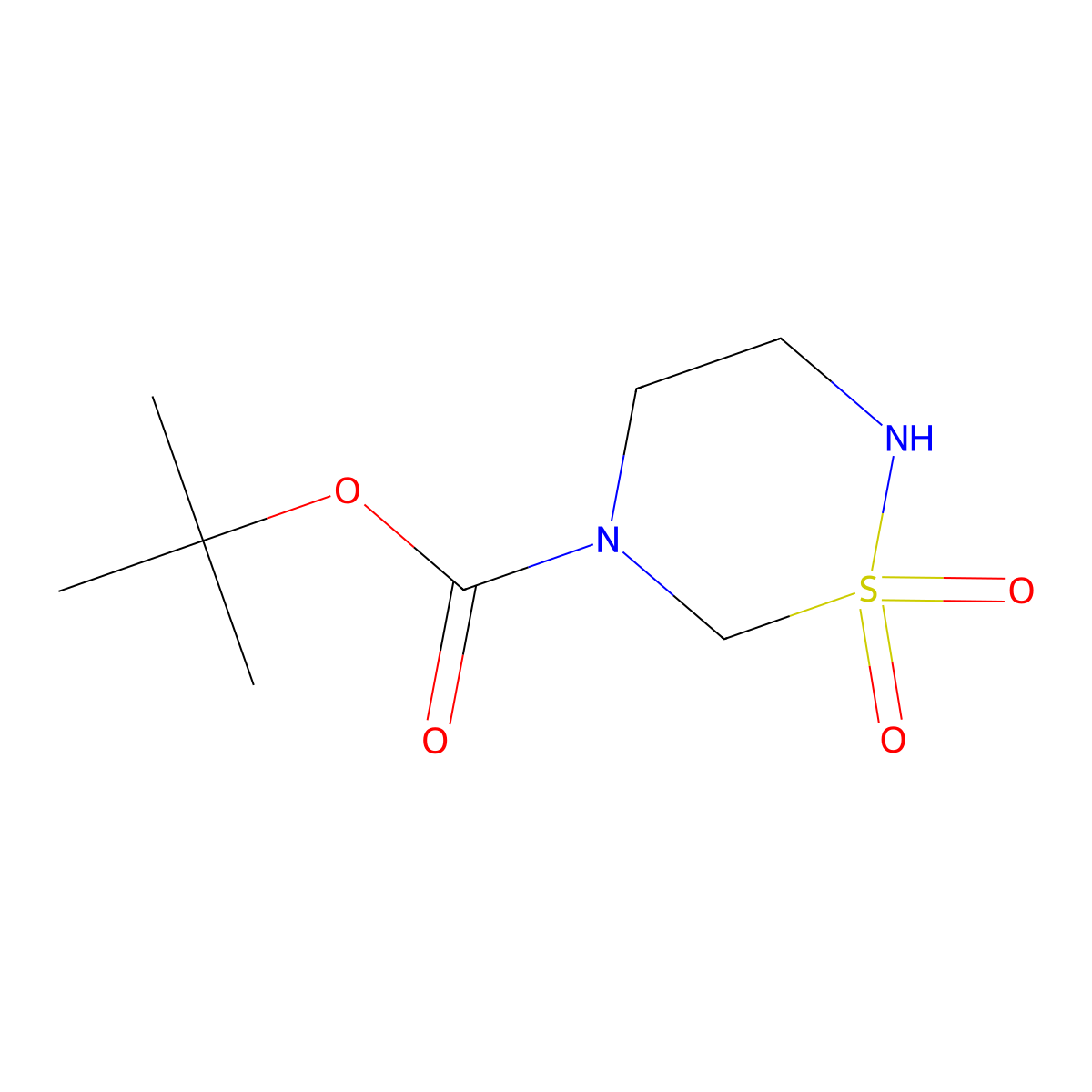 Tert-butyl 1,1-dioxo-1lambda6,2,5-thiadiazinane-5-carboxylate molecular structure, CAS 1375338-65-0
