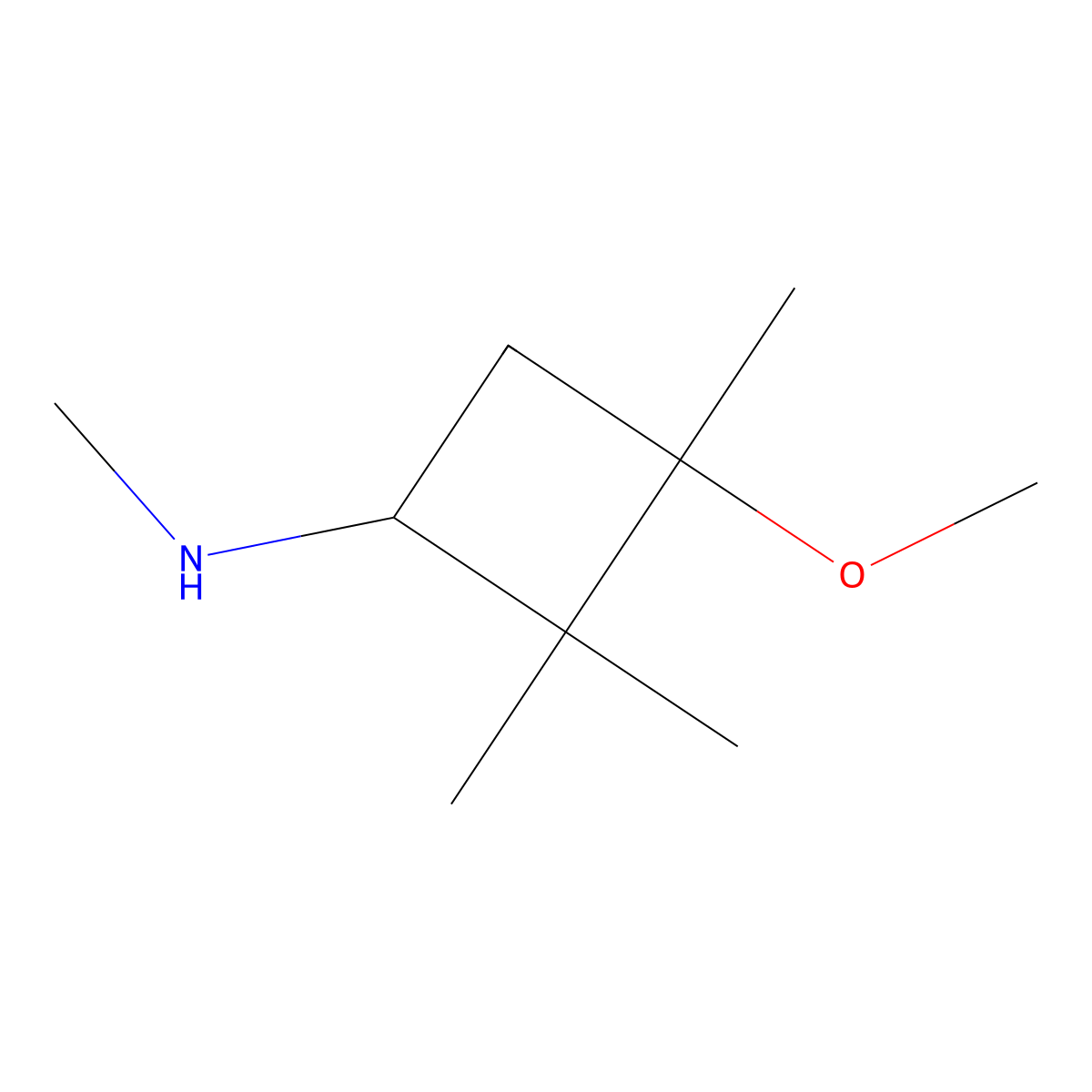 3-methoxy-N,2,2,3-tetramethylcyclobutan-1-amine molecular structure, CAS 1375451-07-2