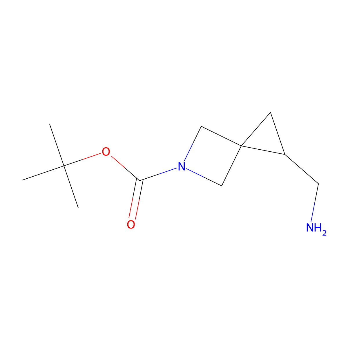 Tert-butyl 1-(aminomethyl)-5-azaspiro(2.3)hexane-5-carboxylate molecular structure, CAS 1375452-73-5