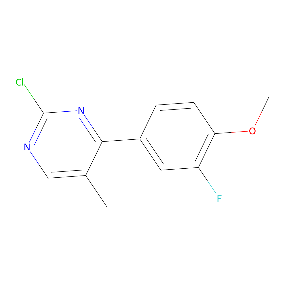 2-Chloro-4-(3-fluoro-4-methoxyphenyl)-5-methylpyrimidine molecular structure, CAS 1375457-39-8