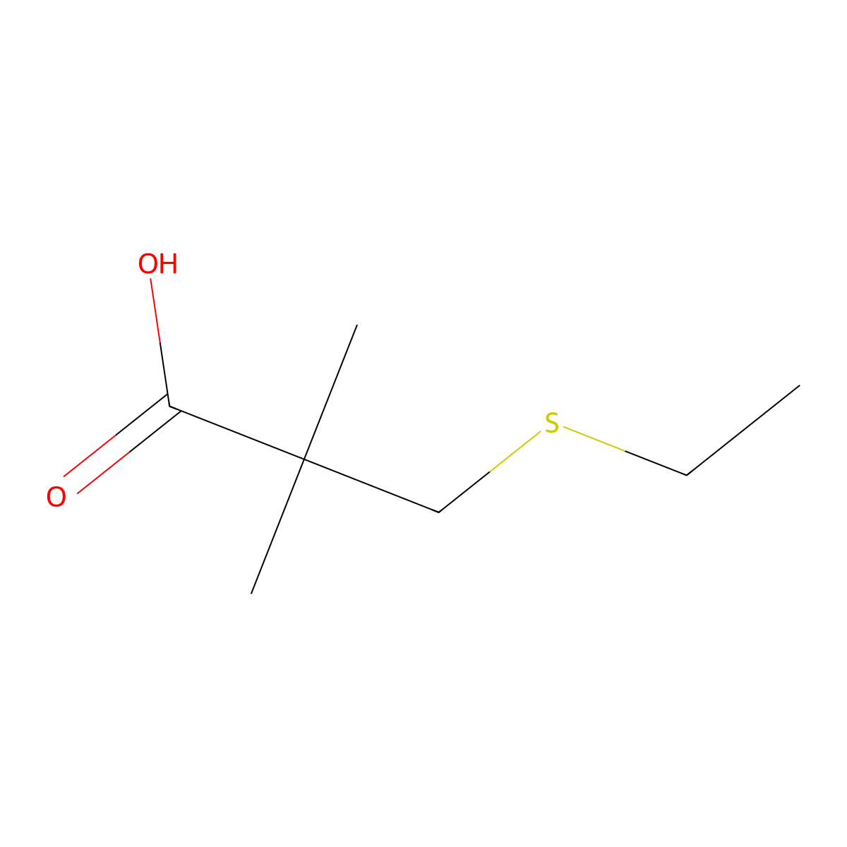 3-(Ethylsulfanyl)-2,2-dimethylpropanoic acid molecular structure, CAS 1375457-40-1