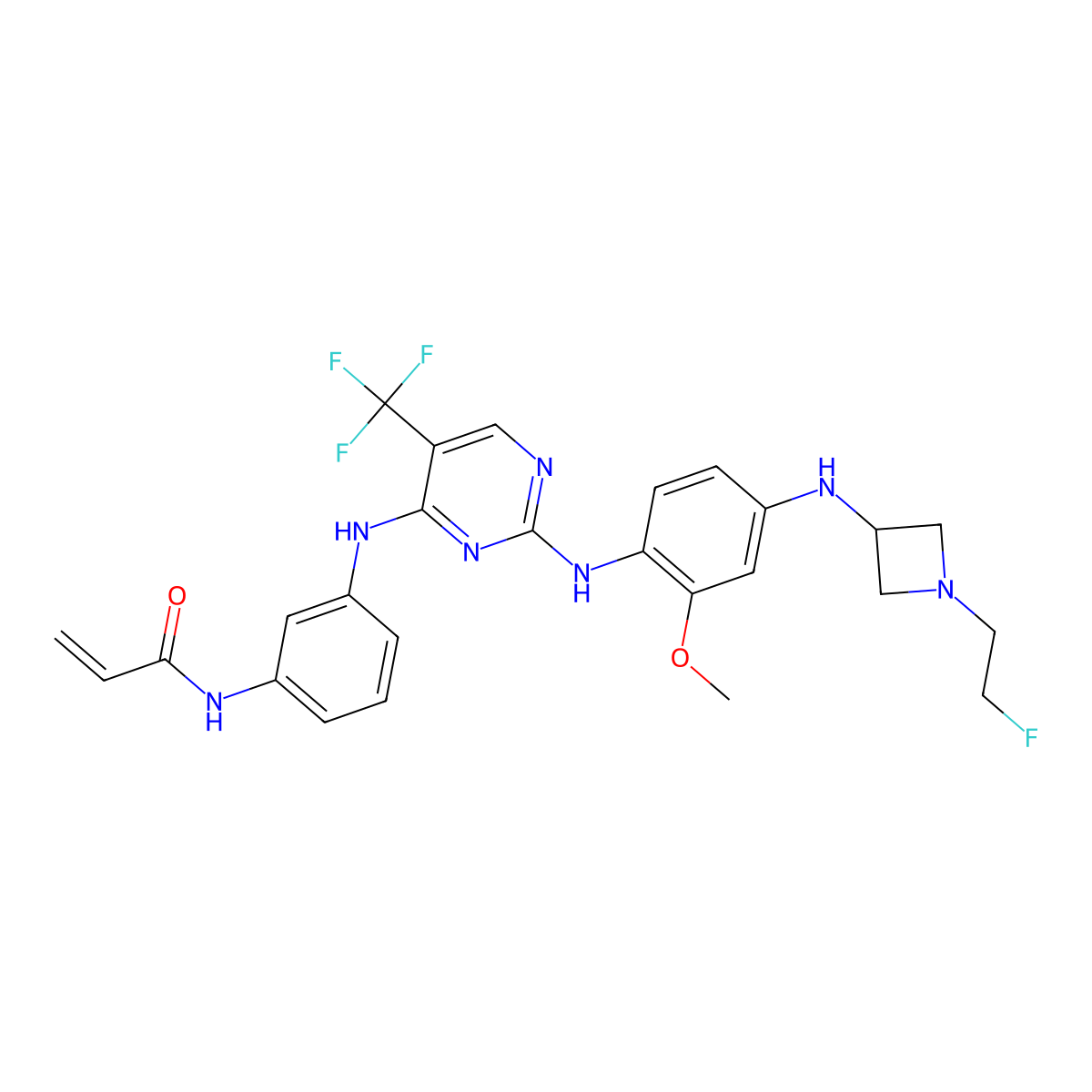 N-(3-((2-((4-((1-(2-fluoroethyl)azetidin-3-yl)amino)-2-methoxyphenyl)amino)-5-(trifluoromethyl)pyrimidin-4-yl)amino)phenyl)acrylamide molecular structure, CAS 1375465-09-0
