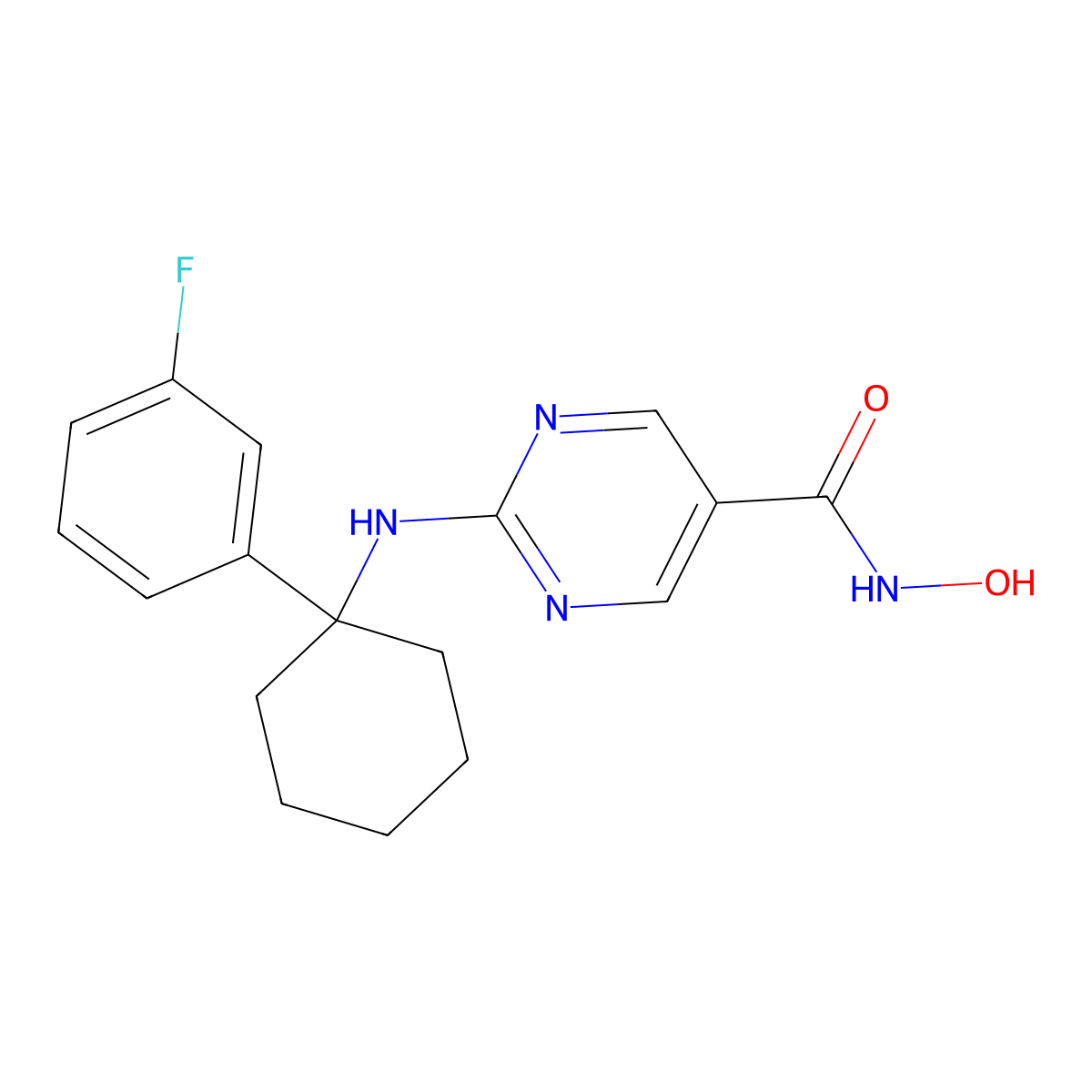 2-((1-(3-fluorophenyl)cyclohexyl)amino)-N-hydroxypyrimidine-5-carboxamide molecular structure, CAS 1375466-18-4