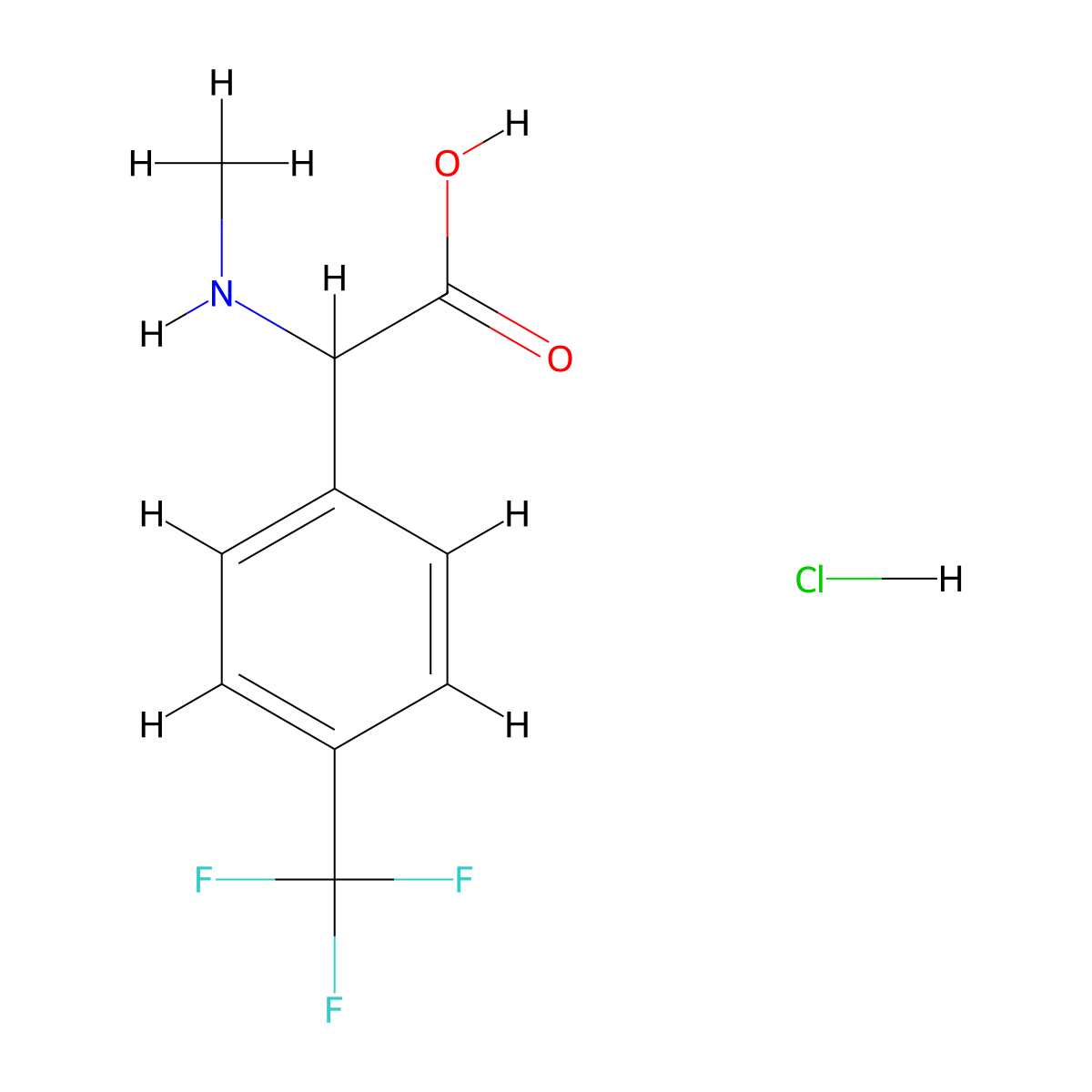 2-(Methylamino)-2-[4-(trifluoromethyl)phenyl]acetic acid hydrochloride molecular structure, CAS 1375471-43-4