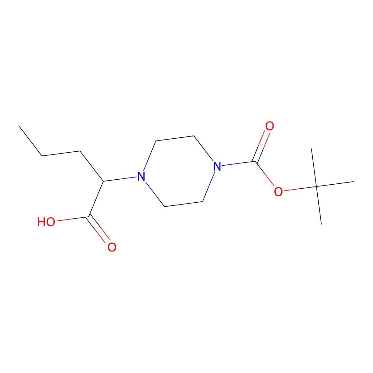 2-(4-((Tert-butoxy)carbonyl)piperazin-1-yl)pentanoic acid molecular structure, CAS 1375471-45-6