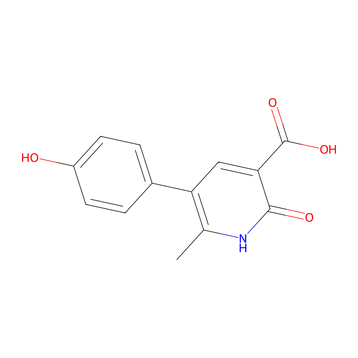3-Pyridinecarboxylic acid, 1,2-dihydro-5-(4-hydroxyphenyl)-6-methyl-2-oxo- molecular structure, CAS 1375471-51-4