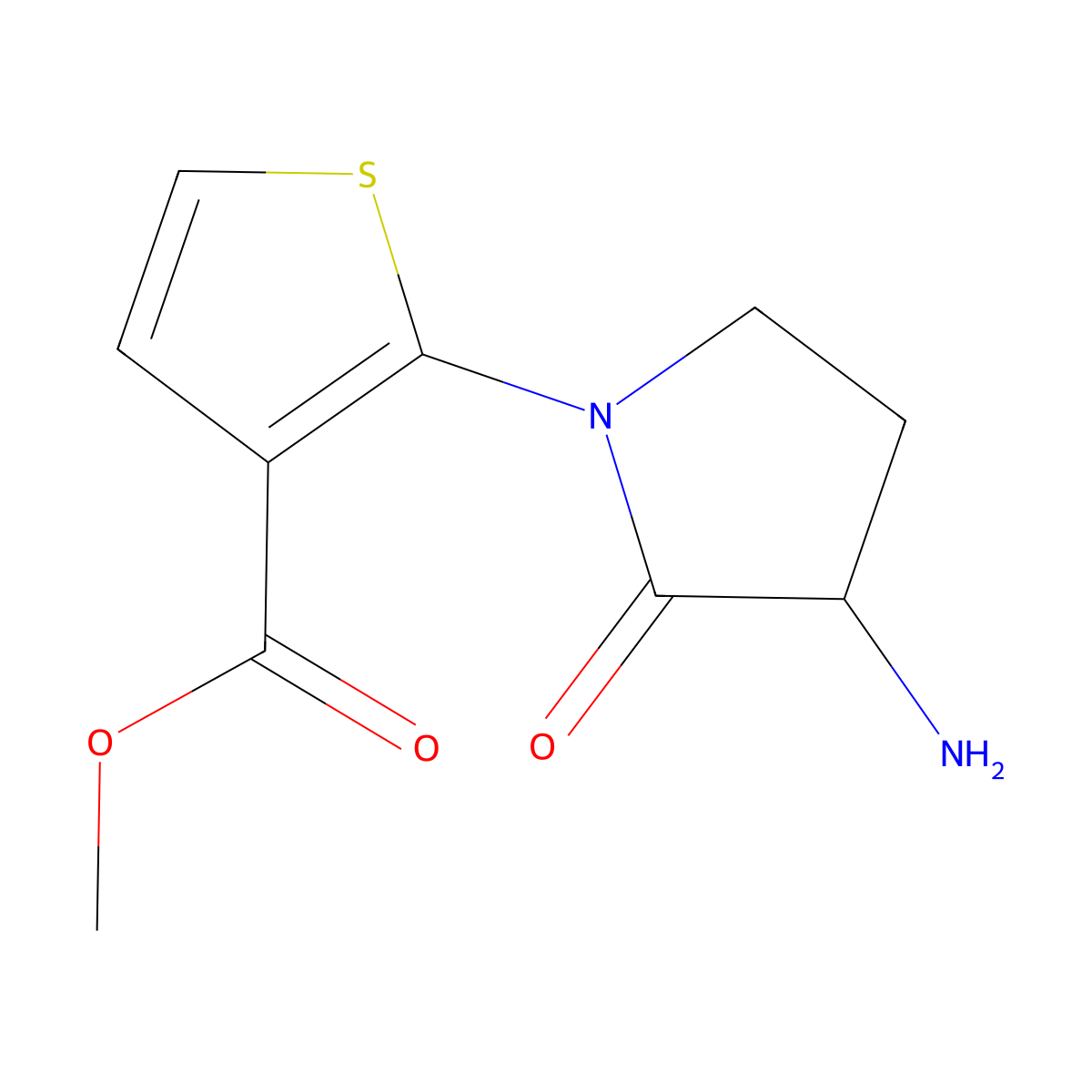 Methyl 2-(3-amino-2-oxopyrrolidin-1-yl)thiophene-3-carboxylate molecular structure, CAS 1375471-53-6