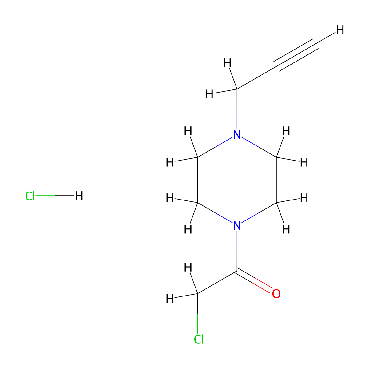 2-Chloro-1-[4-(prop-2-yn-1-yl)piperazin-1-yl]ethan-1-one hydrochloride molecular structure, CAS 1375471-58-1