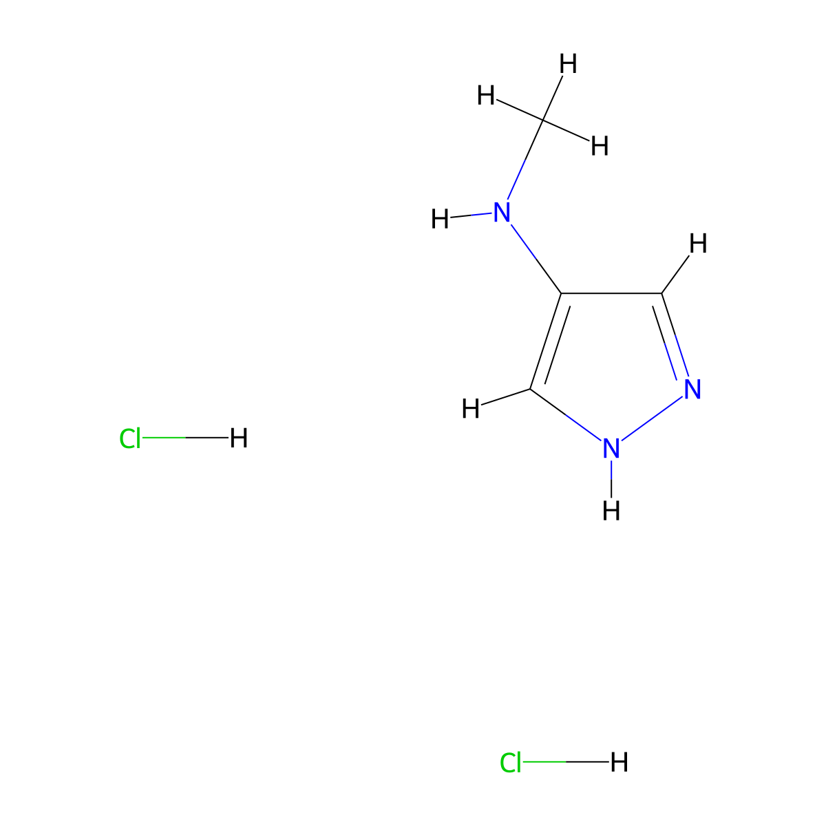N-methyl-1H-pyrazol-4-amine dihydrochloride molecular structure, CAS 1375471-70-7