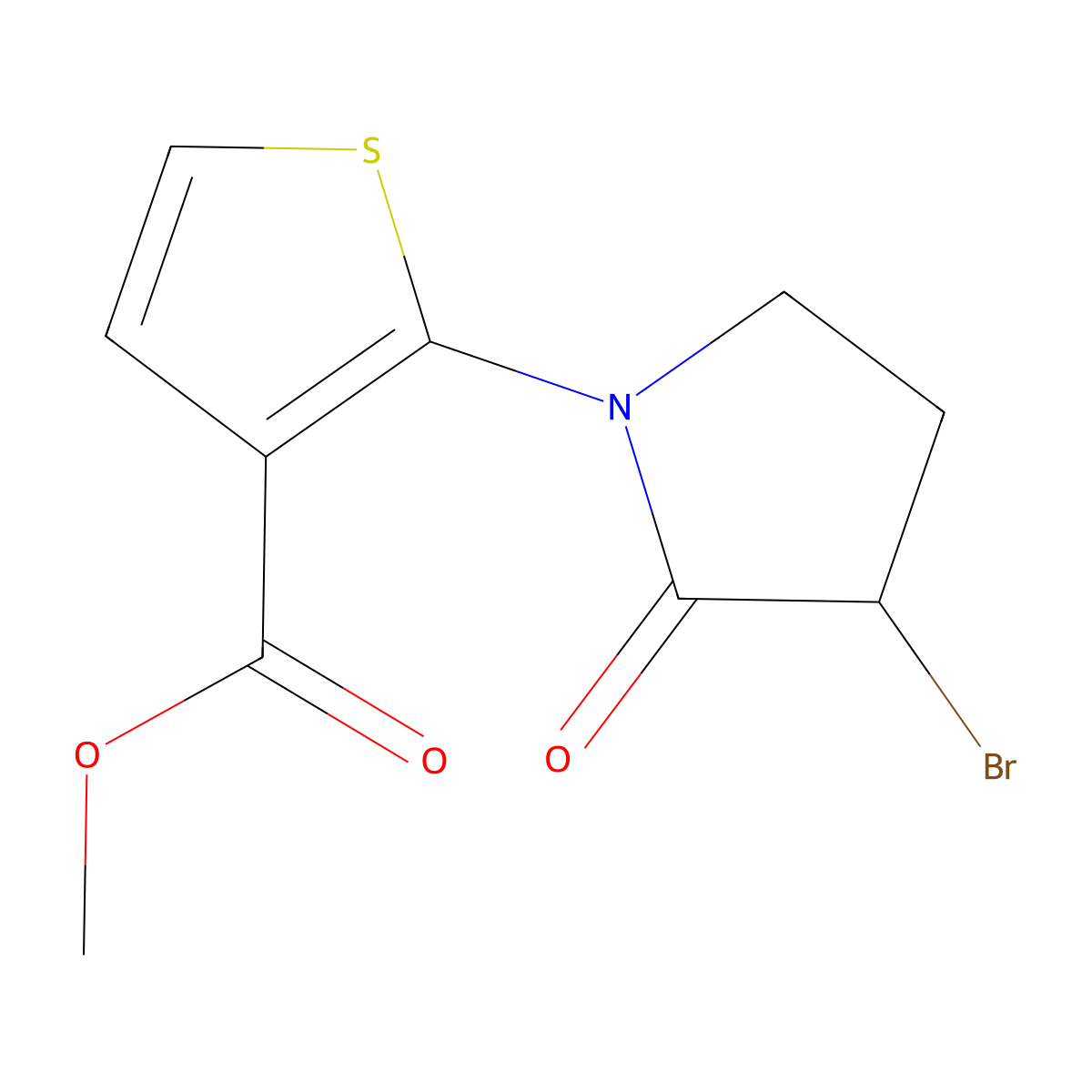 Methyl 2-(3-bromo-2-oxopyrrolidin-1-yl)thiophene-3-carboxylate molecular structure, CAS 1375471-71-8