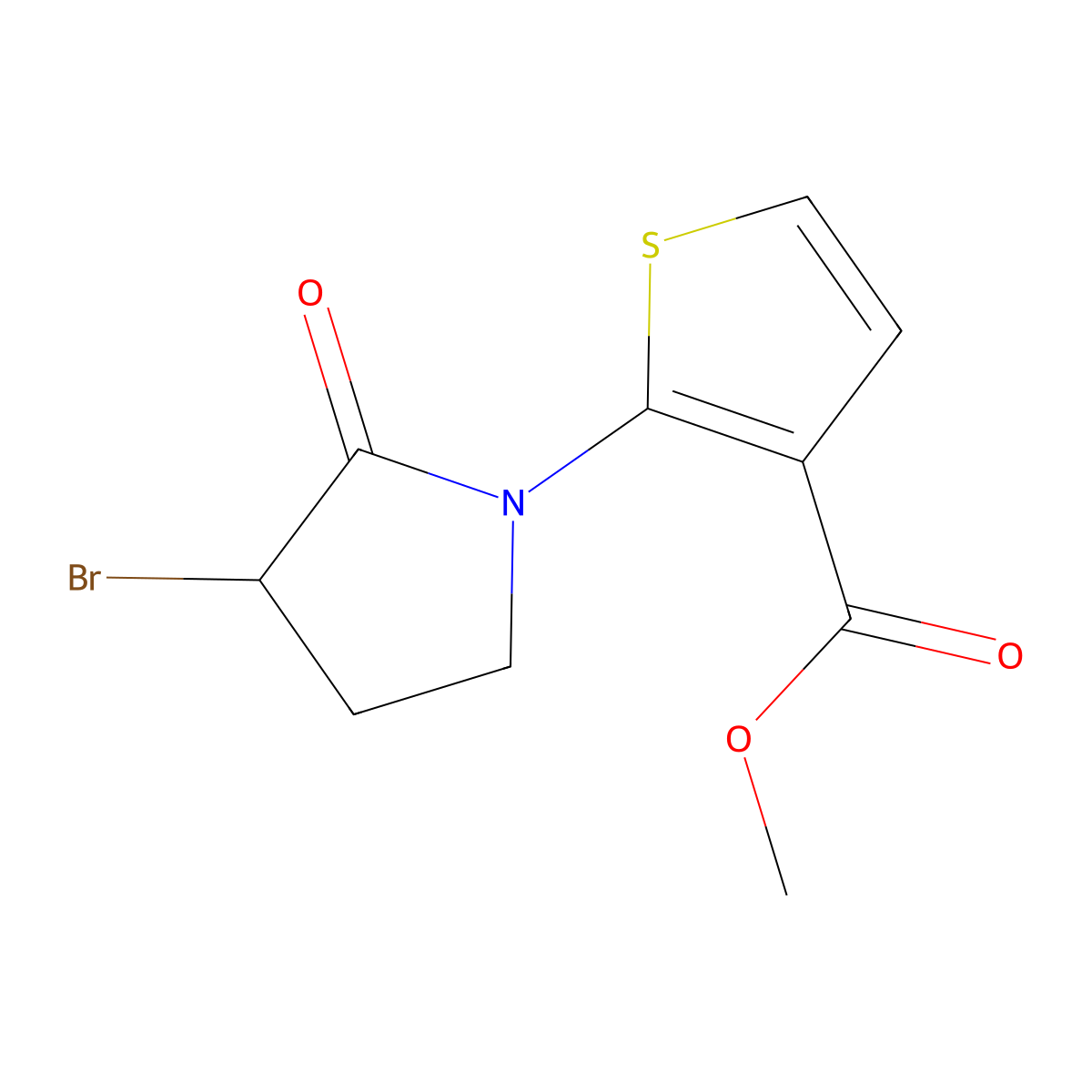 Methyl 2-(3-bromo-2-oxopyrrolidin-1-yl)thiophene-3-carboxylate molecular structure, CAS 1375471-71-8